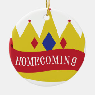 Homecoming Crown Ribbon Ceramic Ornament