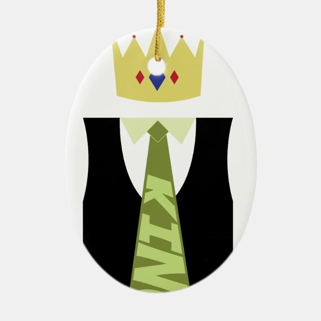 Homecoming King Tie Ceramic Tree Decoration (Front)