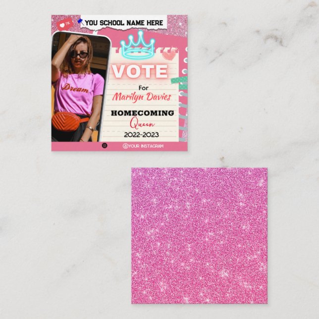 Homecoming Queen Campaign Flyer Enclosure Card (Front/Back)