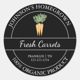 Homegrown Garden Fresh Organic Carrot Label