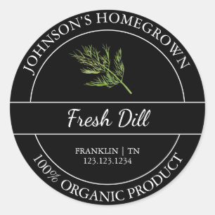 Homegrown Garden Fresh Organic Dill Label