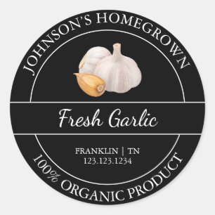 Homegrown Garden Fresh Organic Garlic Label
