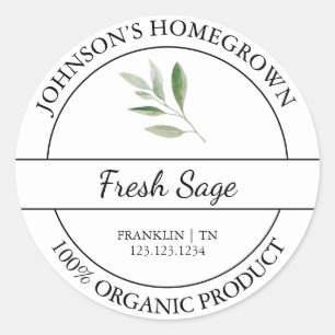 Homegrown Garden Fresh Organic Sage Label