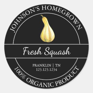 Homegrown Garden Fresh Organic Squash Label