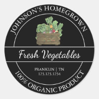 Homegrown Garden Fresh Organic Vegetable Label
