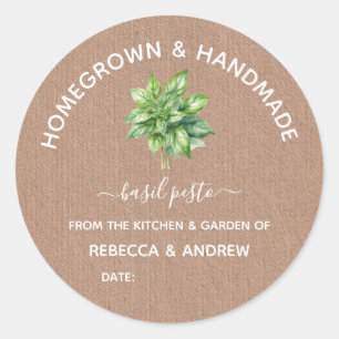 Homegrown & Handmade Basil Pesto Home Canning Classic Round Sticker