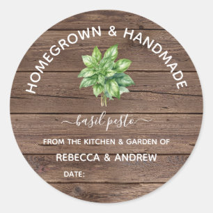 Homegrown & Handmade Basil Pesto Home Canning Classic Round Sticker