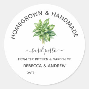 Homegrown & Handmade Basil Pesto Home Canning Classic Round Sticker