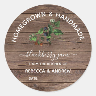 Homegrown & Handmade Blackberry Jam Barnwood Classic Round Sticker