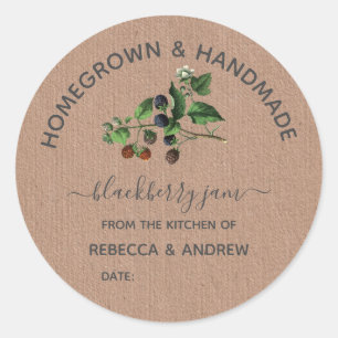 Homegrown & Handmade Blackberry Jam Kraft Paper Classic Round Sticker