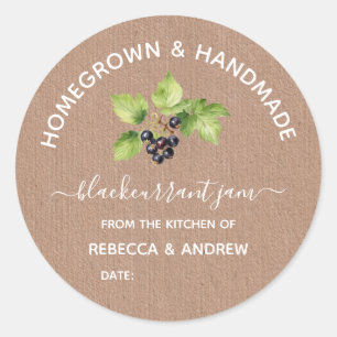 Homegrown & Handmade Blackcurrant Jam Kraft Paper Classic Round Sticker