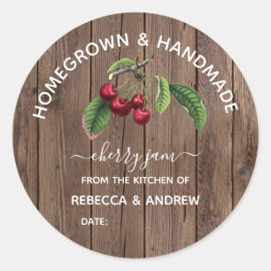 Homegrown & Handmade Cherry Jam Barn Wood  Classic Round Sticker