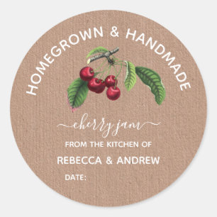 Homegrown & Handmade Cherry Jam Kraft Paper Classic Round Sticker