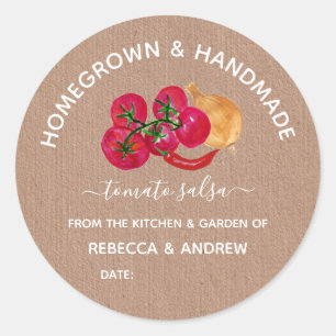 Homegrown & Handmade Chill Tomato Salsa Mason Jar Classic Round Sticker