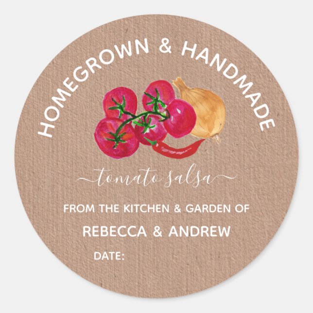 Homegrown & Handmade Chill Tomato Salsa Mason Jar  Classic Round Sticker (Front)