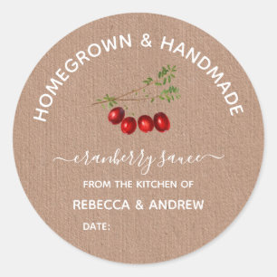 Homegrown & Handmade Cranberry Sauce Kraft Paper Classic Round Sticker