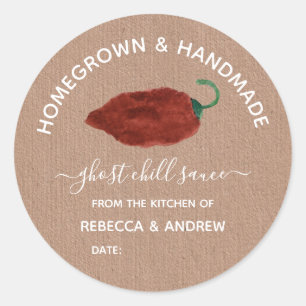 Homegrown & Handmade Ghost Chilli Sauce Mason Jar  Classic Round Sticker