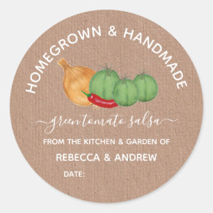 Homegrown & Handmade Green Tomato Salsa Mason Jar  Classic Round Sticker