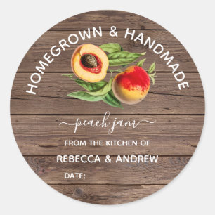 Homegrown & Handmade Peach Jam Barnwood Classic Round Sticker
