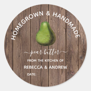 Homegrown & Handmade Pear Butter Barn Wood Classic Round Sticker