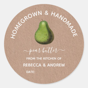 Homegrown & Handmade Pear Butter Kraft Paper Classic Round Sticker