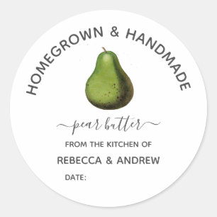 Homegrown & Handmade Pear Butter Vintage Classic Round Sticker
