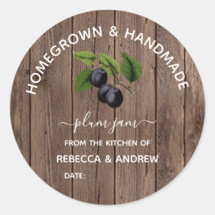 Homegrown & Handmade Plum Jam Barn Wood Classic Round Sticker