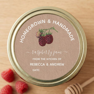 Homegrown & Handmade Raspberry Jam Kraft Paper Classic Round Sticker