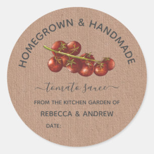 Homegrown & Handmade Tomato Sauce Kraft Paper   Cl Classic Round Sticker