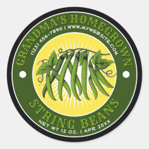 Homegrown String Bean Canning Label Template