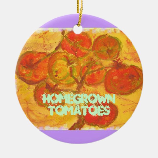 homegrown tomatoes ceramic tree decoration (Front)