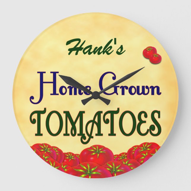 Homegrown Tomatoes Custom Gardener Wall Clock (Front)
