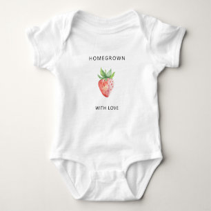Homegrown with love - Watercolor Strawberry - Baby Bodysuit