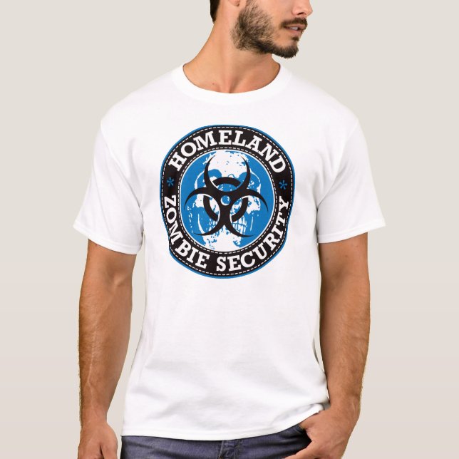 Homeland Zombie Security Skull - Blue T-Shirt (Front)