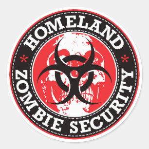 Homeland Zombie Security Skull - Red Classic Round Sticker