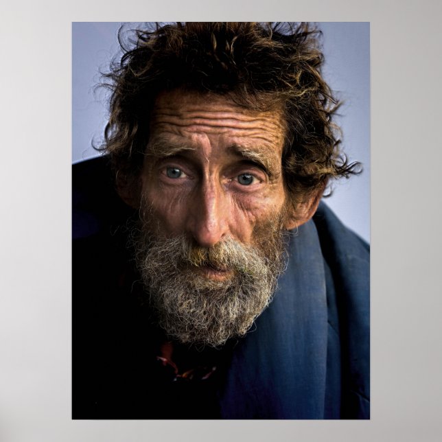 Homeless and Helpless Bearded Man Poster (Front)