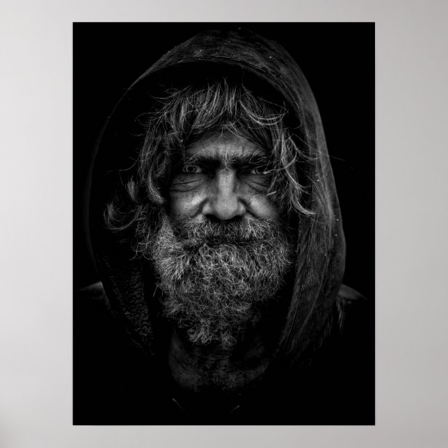 Homeless and Helpless Man in Black and White Poster (Front)