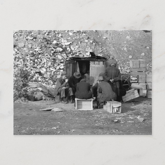 Homeless and Unemployed 1938 Postcard (Front)