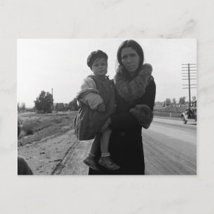 Homeless mother and child - 1939 postcard