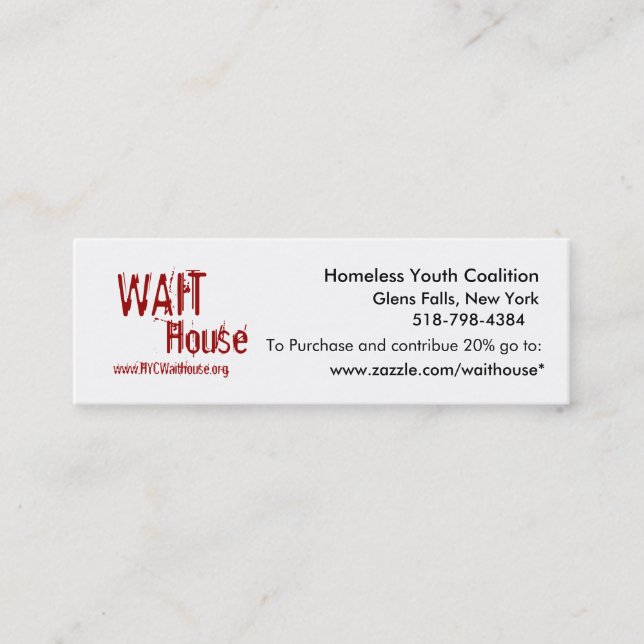 Homeless Youth Coalition, Glens Falls, New York... Mini Business Card (Front)