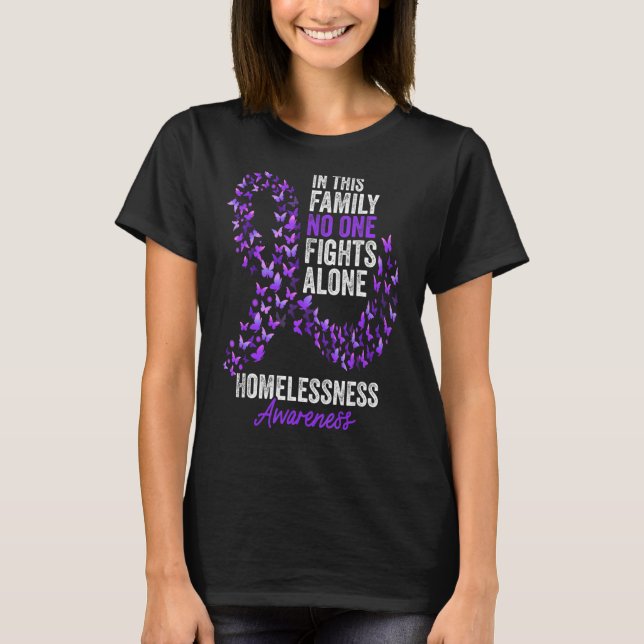 Homelessness Awareness Month Butterflies Purple Ri T-Shirt (Front)