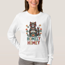 Homely Homey cozy cat design T-Shirt