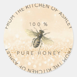 Homemade 100 % Honey From The Kitchen Glitter Classic Round Sticker