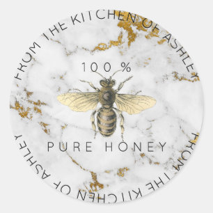 Homemade 100 % Honey From The Kitchen Marble Classic Round Sticker