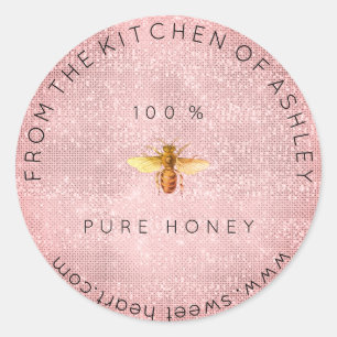 Homemade 100 % Honey From The Kitchen Pink Sparkly Classic Round Sticker