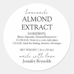 Homemade Almond Extract Bottle Instructions Classic Round Sticker