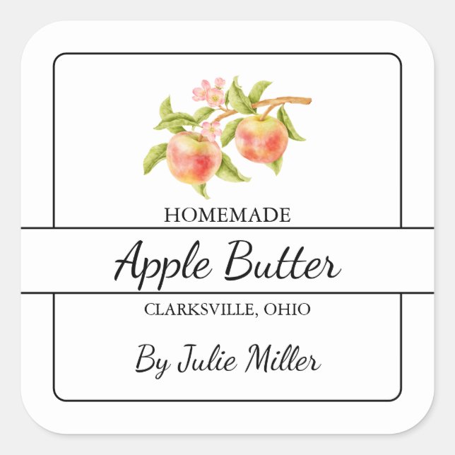 Homemade Apple Butter Square Label (Front)