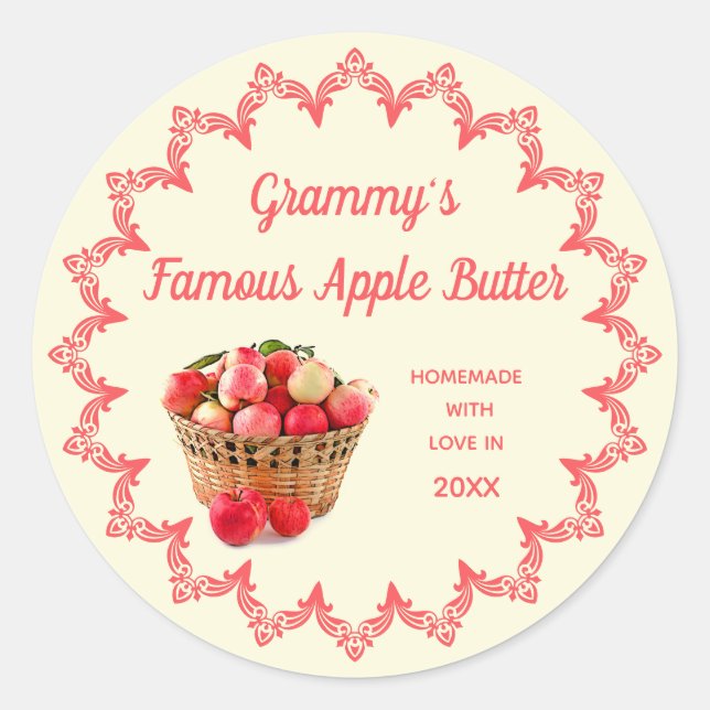 Homemade Apple Butter Vintage Food Label with Name (Front)