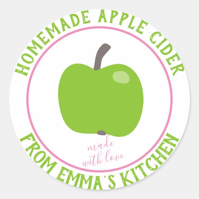 Homemade Apple Cider - Made with love Classic Round Sticker (Front)