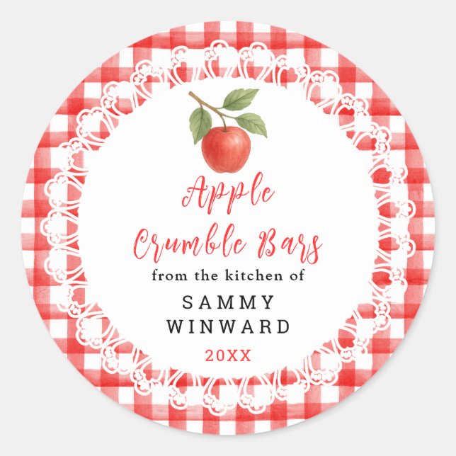 Homemade Apple Crumble Bars Label (Front)